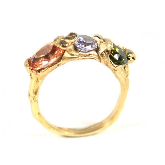 Cave 3 Stone Treasure Ring - Click Image to Close